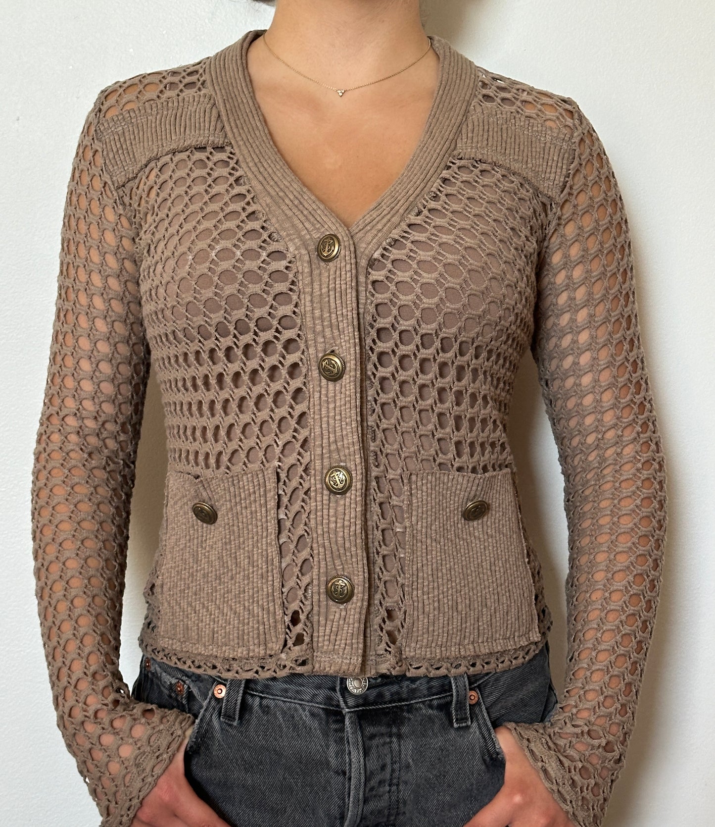 V Neck Crochet Cardigan