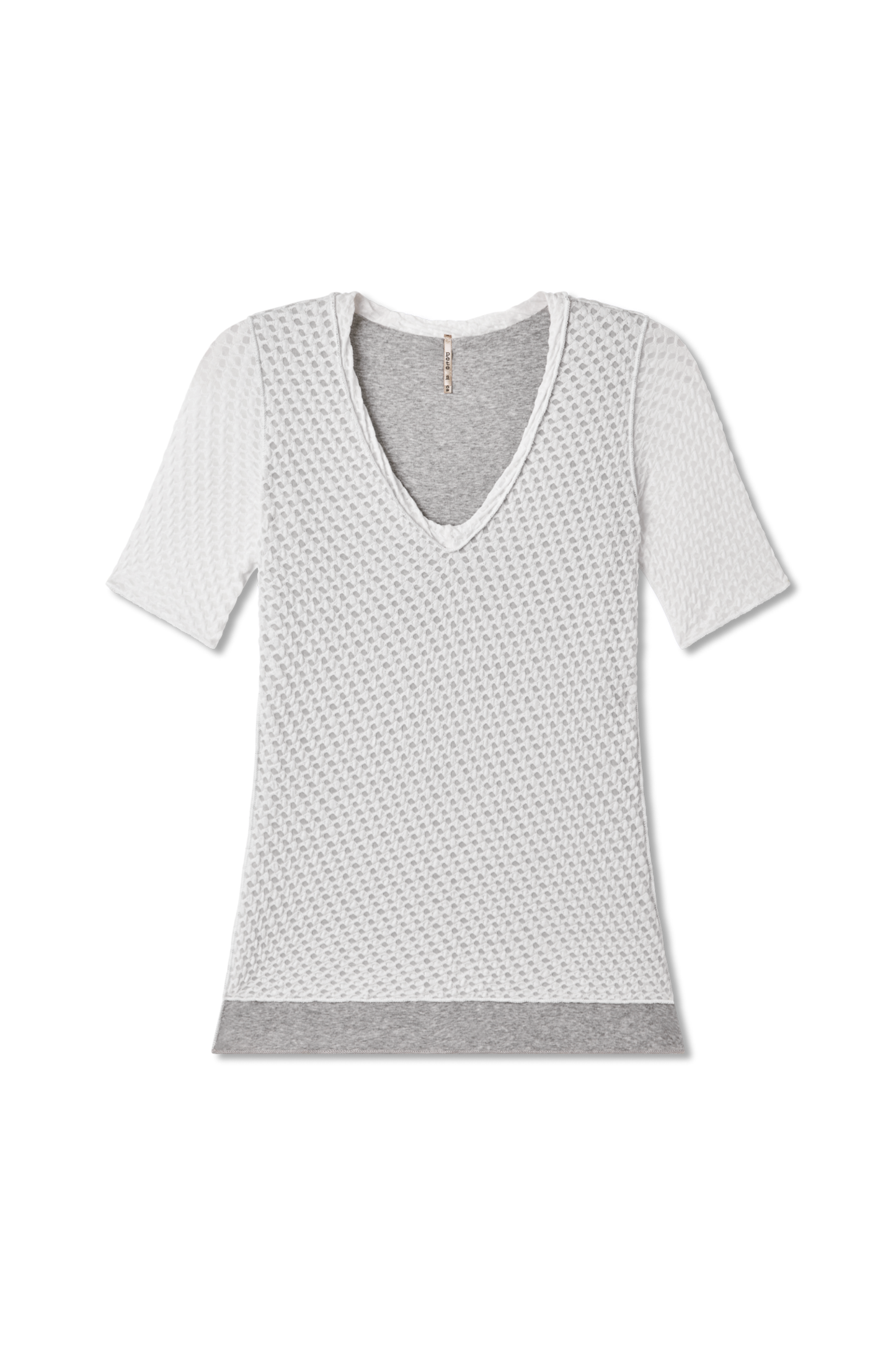 V-Neck Jacquard Tee with Lining
