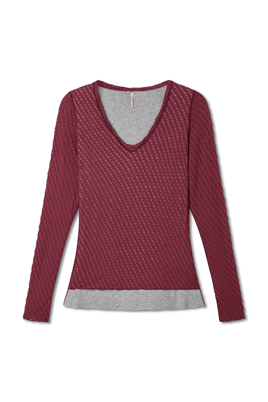 V-Neck Jacquard Top with Lining