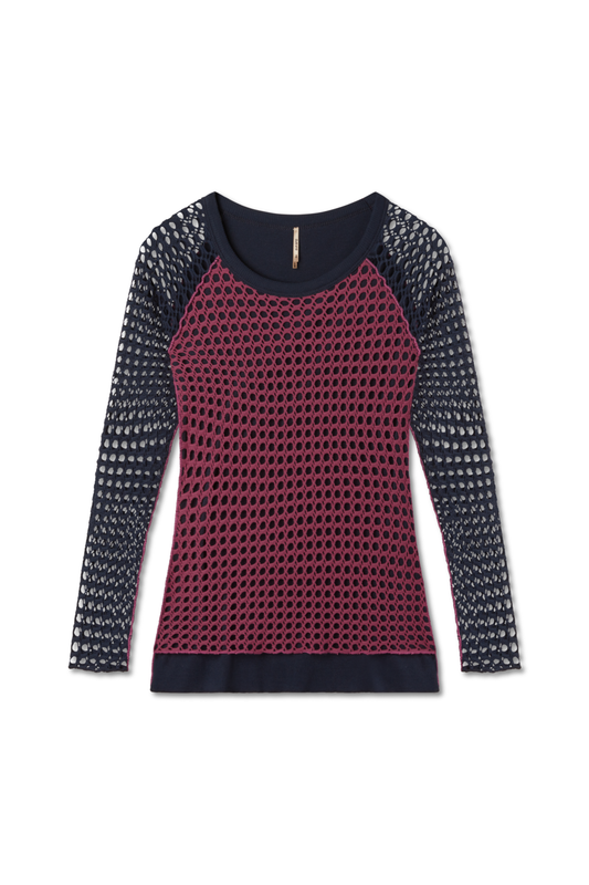 Long Sleeve Crochet Front Top